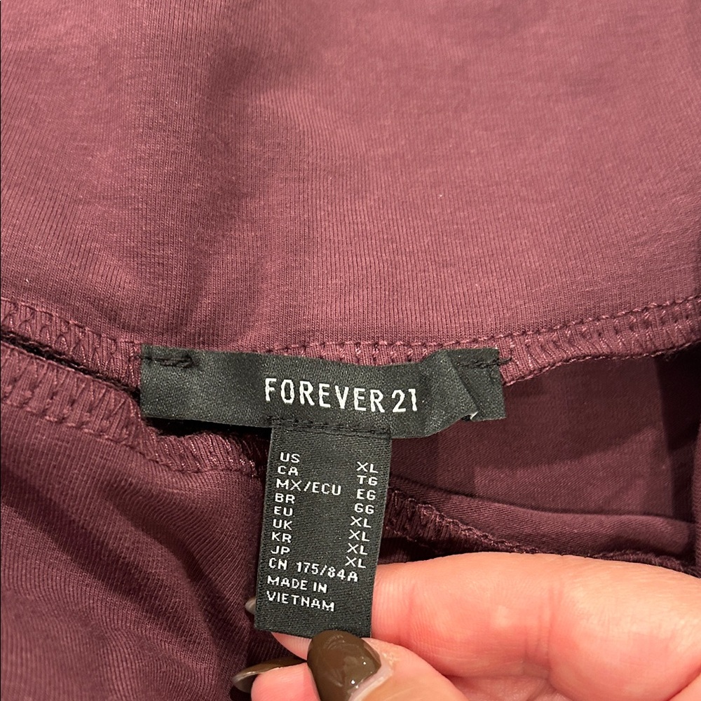 Forever 21 Burgundy Wide Leg Yoga Pants - Picture 2 of 4